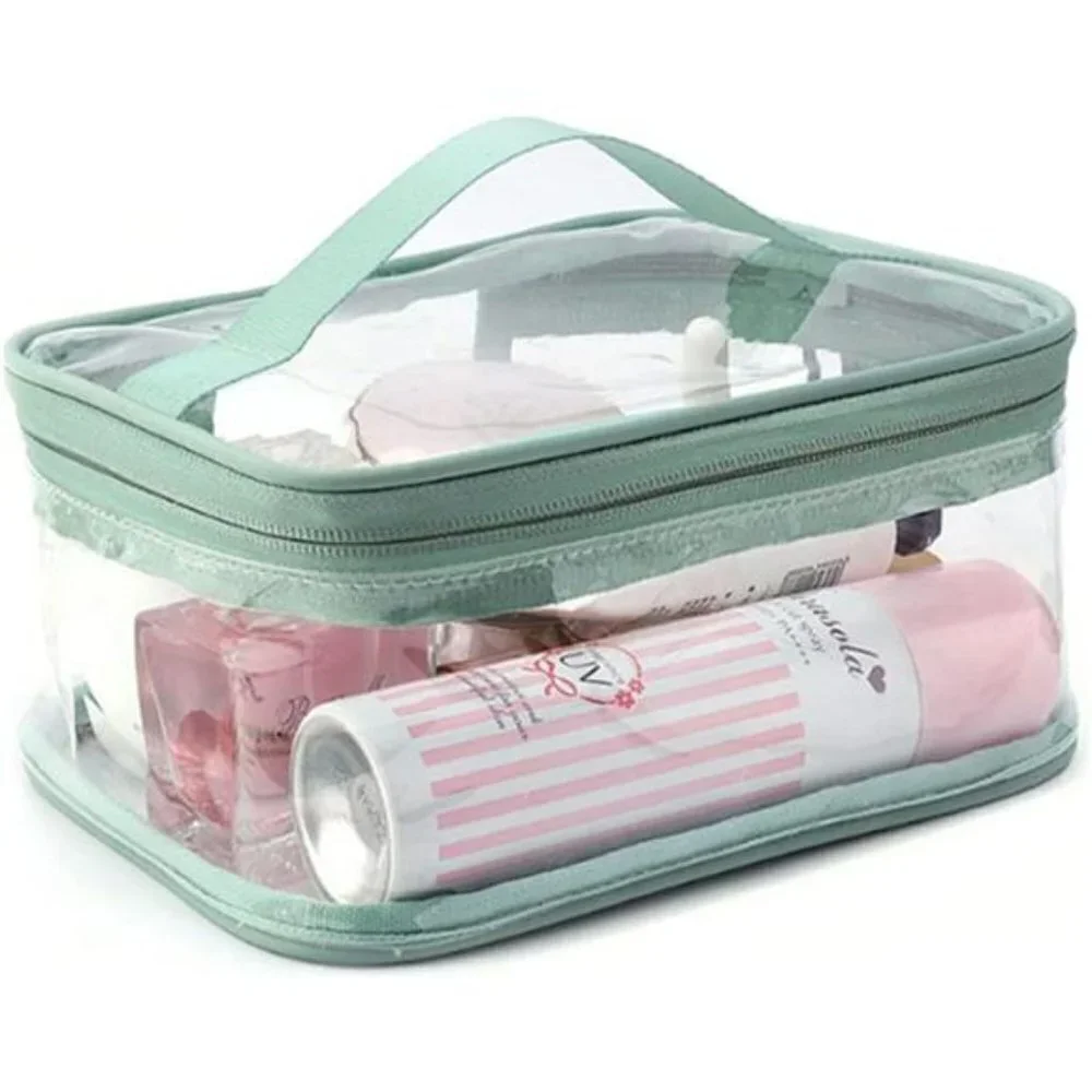 2 Pcs Makeup Bag Zipper Waterproof Cosmetics Bag Transparent Travel Storage